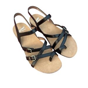 Dansko Roslyn Black Sandals Women's leather upper cork like sole size 39